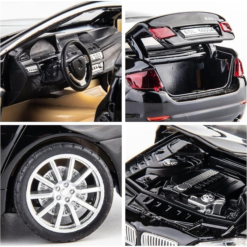 Image of Kids Model 1:32 BM 535I Die Cast Metal Car Pull Back Action Opening Doors with Realistic Engine Sound Lights Toy Car Gift for Boys - Gold