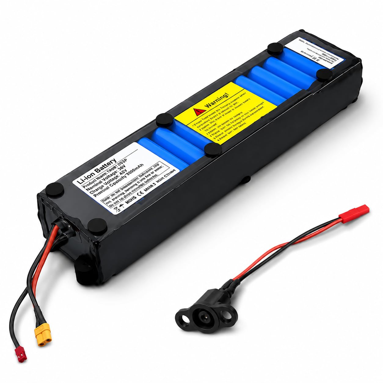 Batterie Scooter Électrique 36V 10,5Ah, Batterie Lithium ION 10500mAh avec BMS 20A, Batterie Rechargeable 10S3P avec Connecteurs XT30 et JST pour M365 Scooter Motor