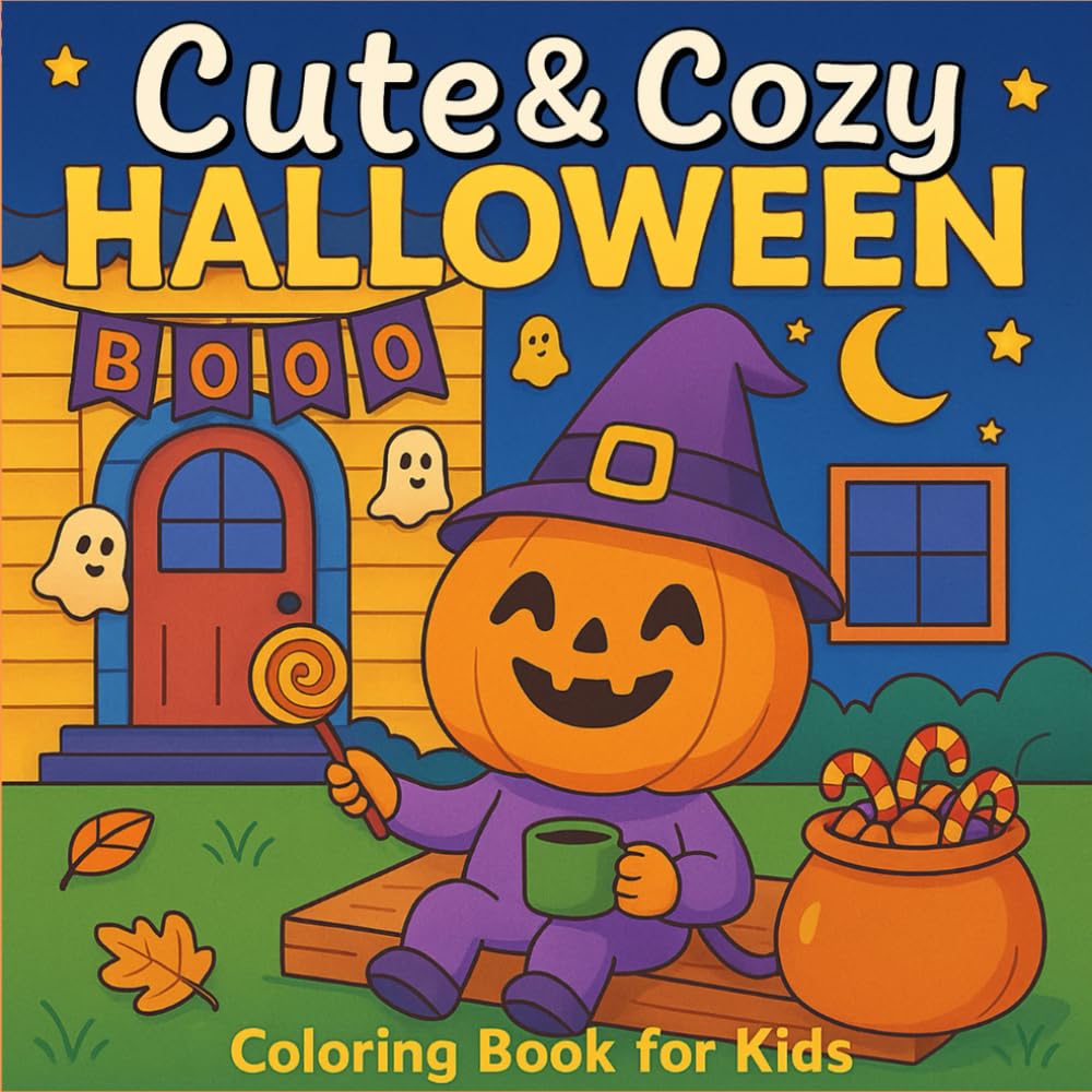 Cute & Cozy Hallowen : Coloring Book for Kids: Adorable Pumpkins, Ghosts, Witches, and More – Perfect Halloween Activity for Boys and Girls