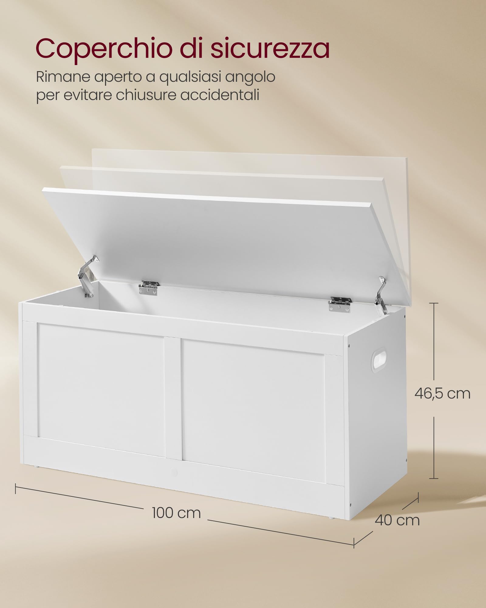 VASAGLE Cassapanca, Panca Portaoggetti, Pouf Organizzatore Con 2 Cerniere Di Sicurezza