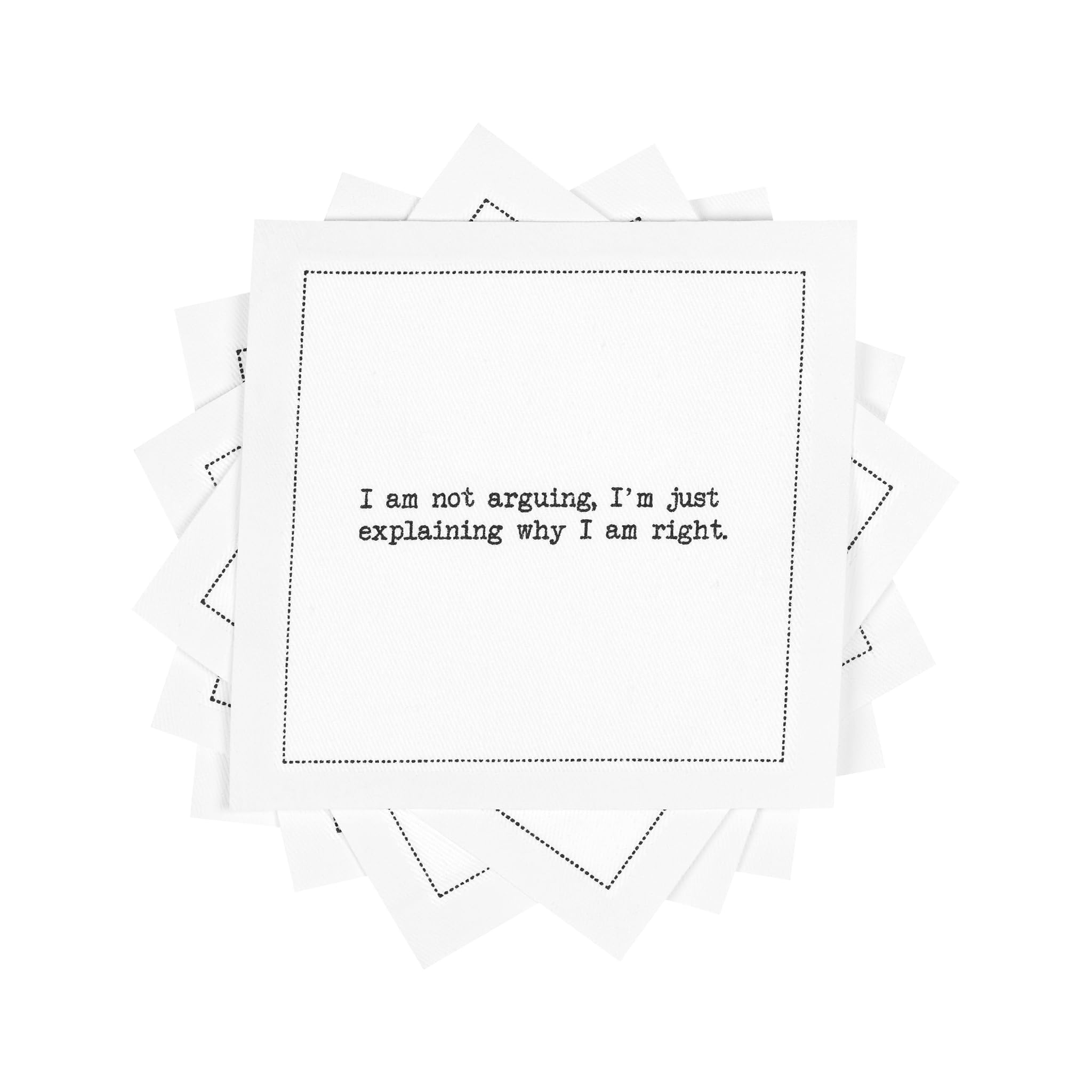 Five Star Napkins Snarky Quotes, White Cotton Cocktail Napkins, Beverage Napk...