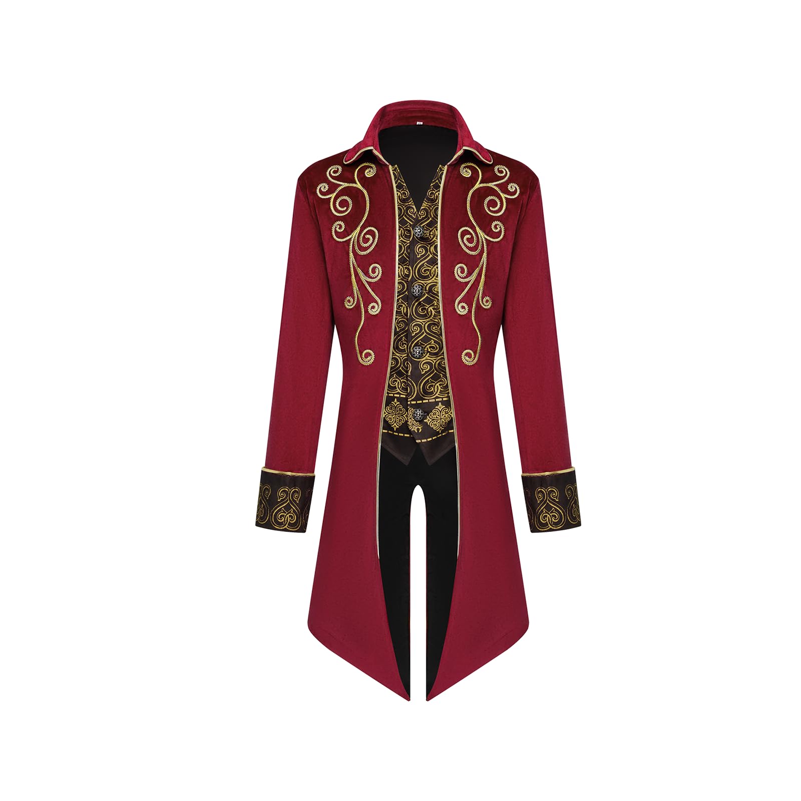 Chaqueta steampunk retro medieval para hombre, estilo victoriano, corte victoriano, abrigo bordado de Phnom Penh, disfraz de vampiro, para hombre adulto