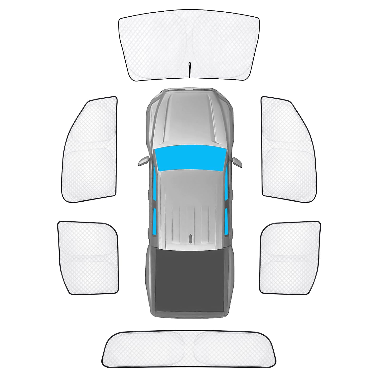 KMF Car Sun Shades for Toyota Tacoma Double Cab 2024 2025 2026 Accessories,Thickened Full Car Window Covers Sunshade for Windshield Side Rear, UV Block and Blackout Privacy for Camping Outdoor 6pcs