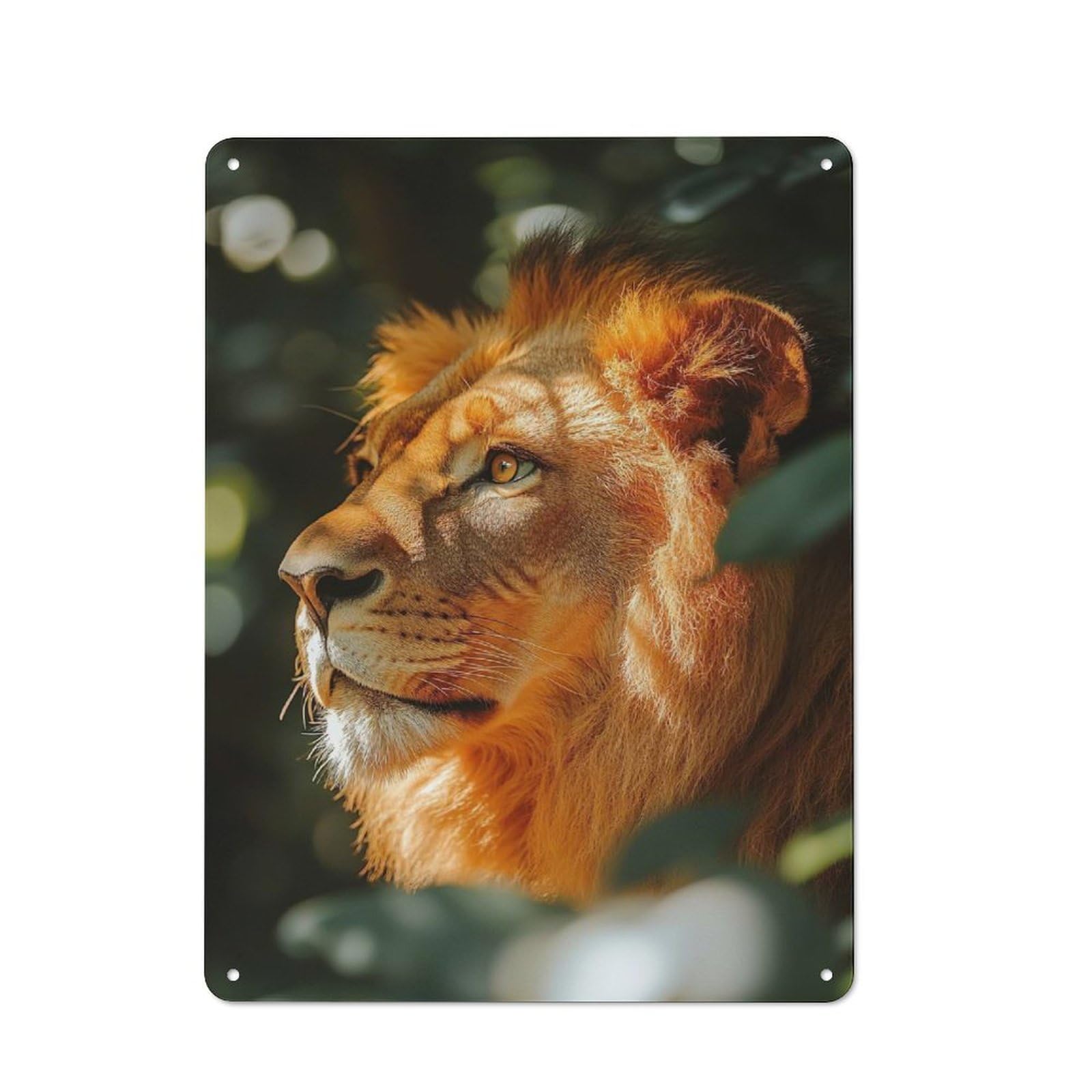Junmoney Style-1 For Lounge Or Reading Corner, Lion Portrait In Natural Light Vintage Metal Sign 40X30cm, For Collectors Decorating Lounges And Reading Corners
