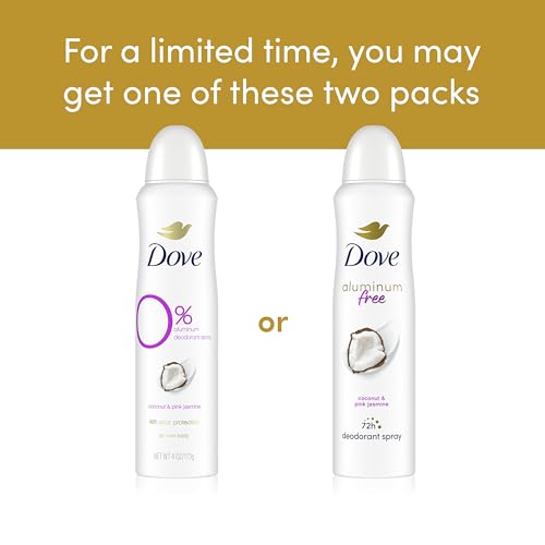 Dove Aluminum Free Deodorant Spray for Women 3 Count Coconut & Pink Jasmine 72 hour odor protection 4oz
