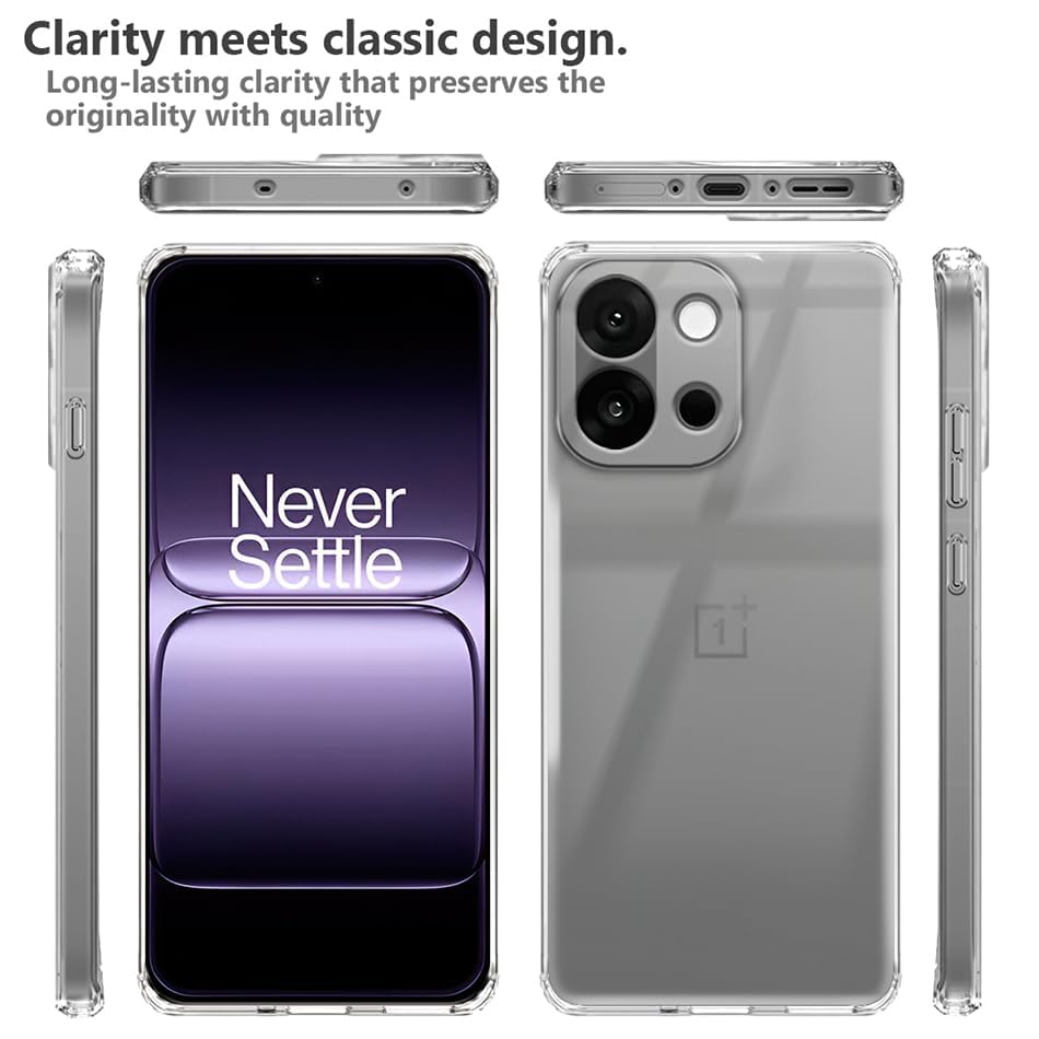 Image of JGD PRODUCTS for OnePlus 13S, Oneplus 13T Premium Transparent Hybrid Soft Slim Dust Proof Back Case Cover with Camera Protection