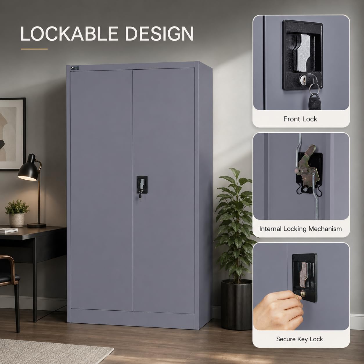 Aktenschrank Mehrzweckschrank Büroschrank abschließbar 40x90x140cm - Lagerschrank Materialschrank Stahlschrank mit 2 Türen - Höhenverstellbarer Einlegeboden Anthrazit