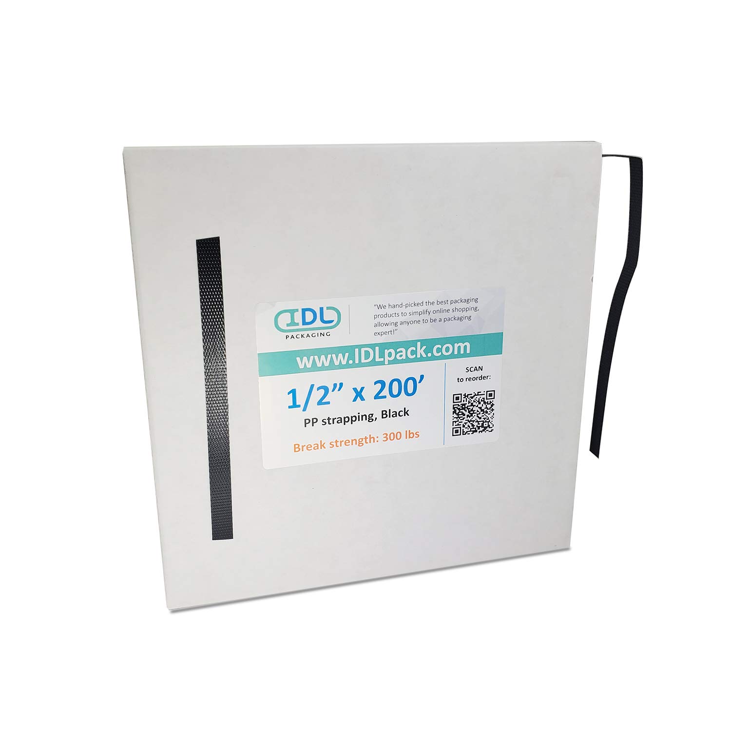 IDL Packaging - PP12.300 1/2" x 200' Polypropylene (PP) Strapping Roll in Self-Dispensed Box, 300 lbs Break Strength - Poly Banding Packing Straps