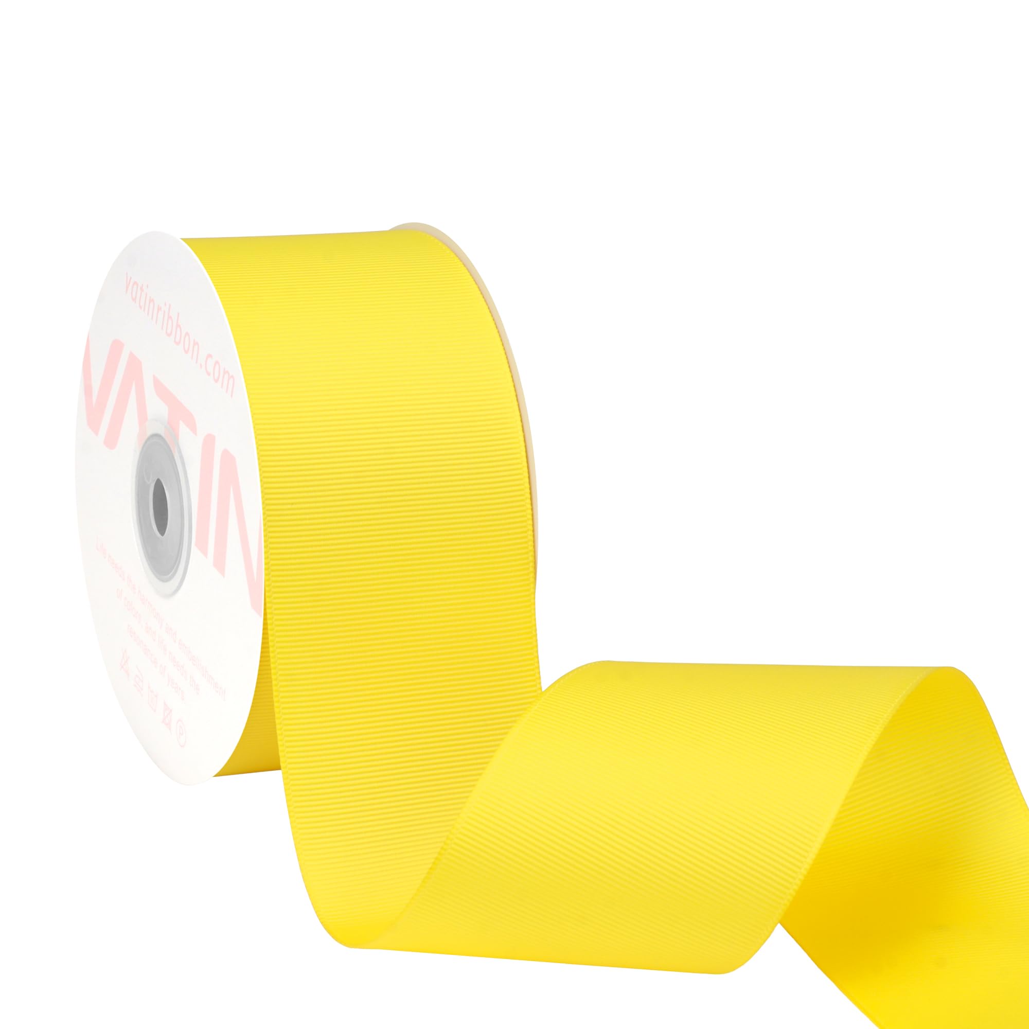 VATIN Daffodil Grosgrain Ribbon, 2" x Continuous 10 Yards, Yellow Polyester Grosgrain Ribbon,Use for Bows DIY Hair Accessories, Gift Wrapping, Craft