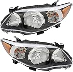 For Toyota Corolla S/XRS Headlights Lamps Set 2011 2012 2013 USA Built Halogen Black Trim Driver and Passenger Side