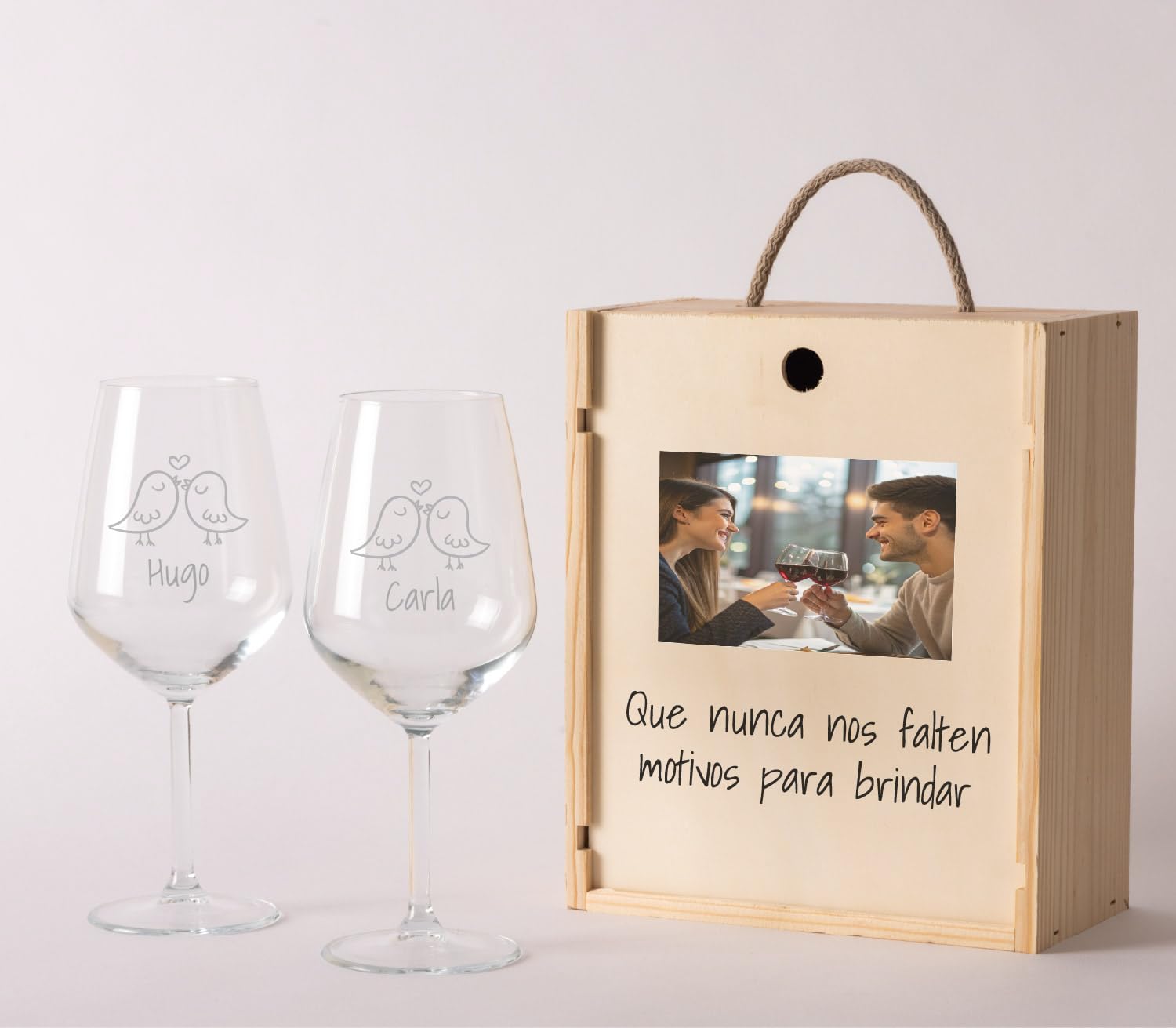 NANNUK Baby creations Copas de vino personalizadas (Pajaritos, 2 copas)