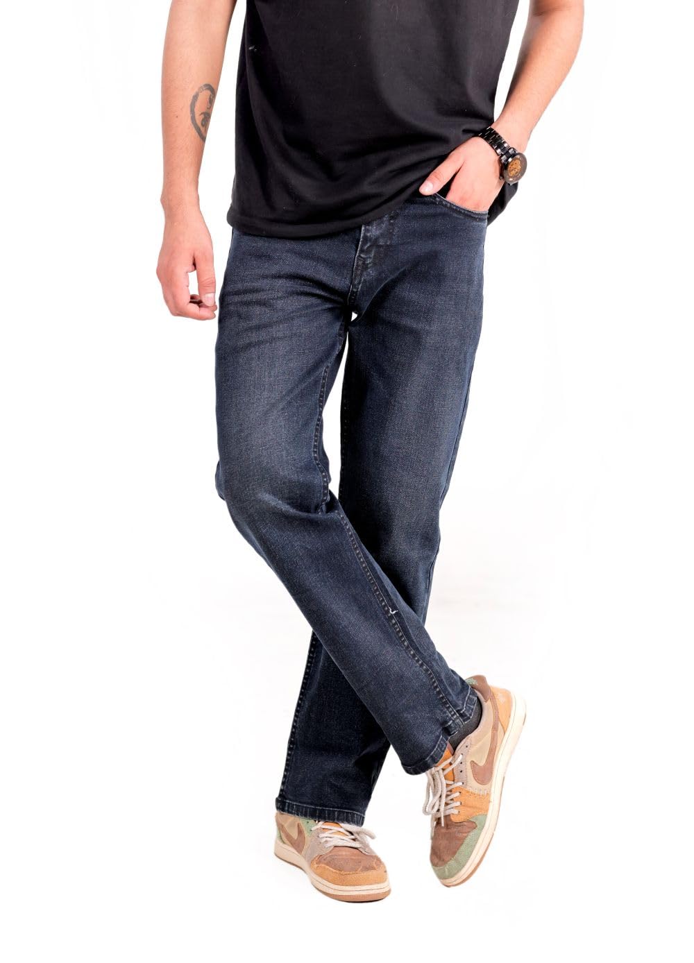 Premium Mens Straight Fit Denim Jeans | Lightweight Stretchable Cotton Blend Denim | Mid Rise Casual Jeans for Men | 5 Pocket Regular Fit Everyday Wear-picture-15