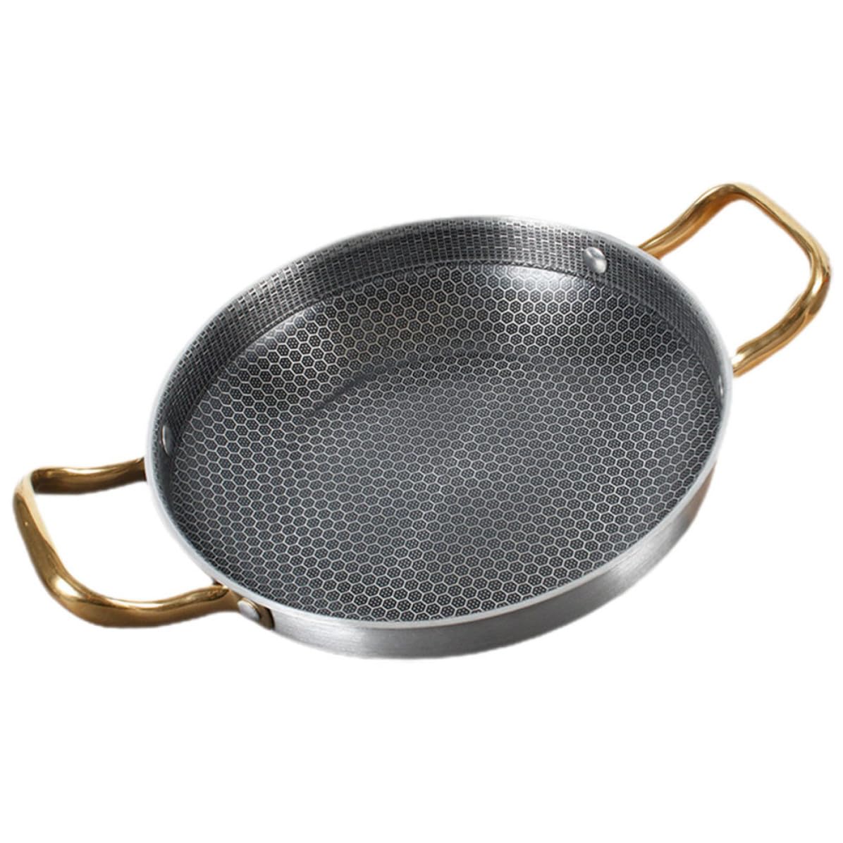 Poêle à frire en acier inoxydable alvéolé et poignée ergonomique pour cuisson saine