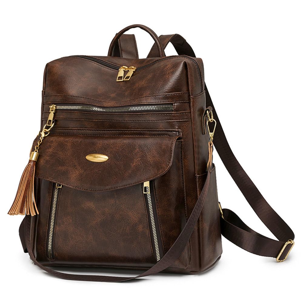 Sac à dos et sacoche bandoulière rétro marron foncé pour femme 31x14x34 cm