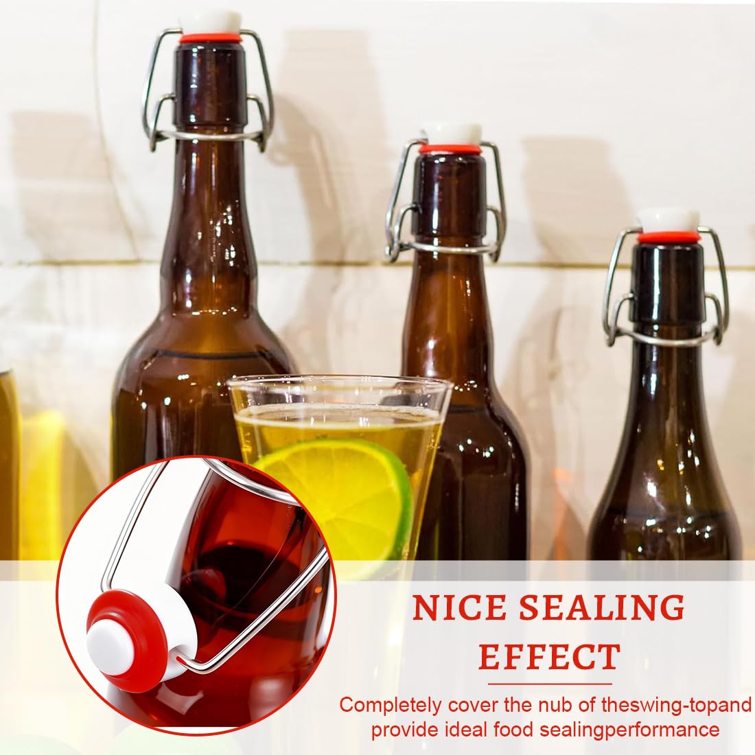 40 Pièces Rondelle de Joints en Caoutchouc de Silicone pour Balançoire Joint de Bouteille de Bière Pivotantes Joint de Bouteille Étanches Compatible avec Gro- Scellage de Bouteille Bière - 5