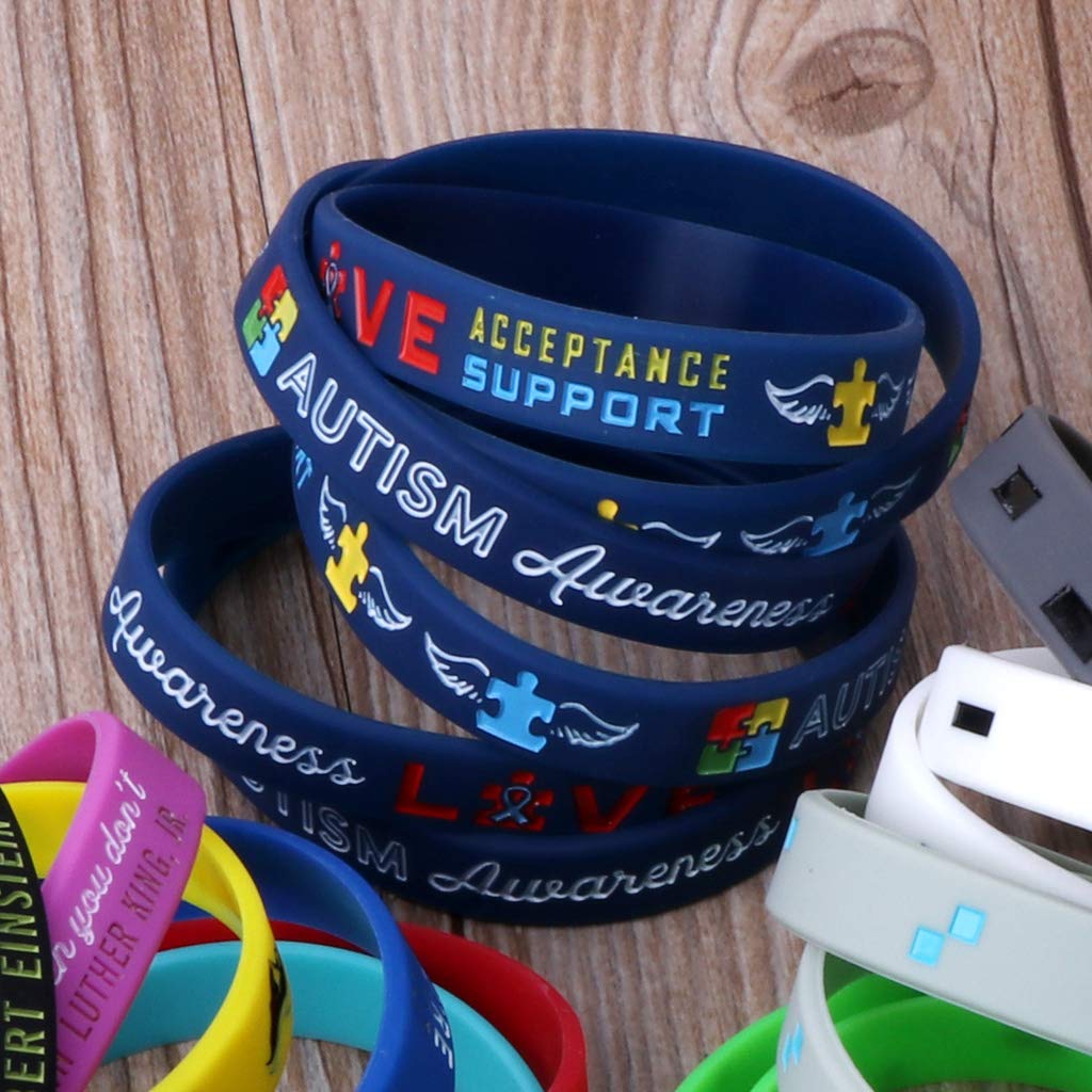 GROOMY Armband, 6-teiliges Autismus-Bewusstsein Armband-Bewusstsein schafft Veränderung Silikon-Armband Blau