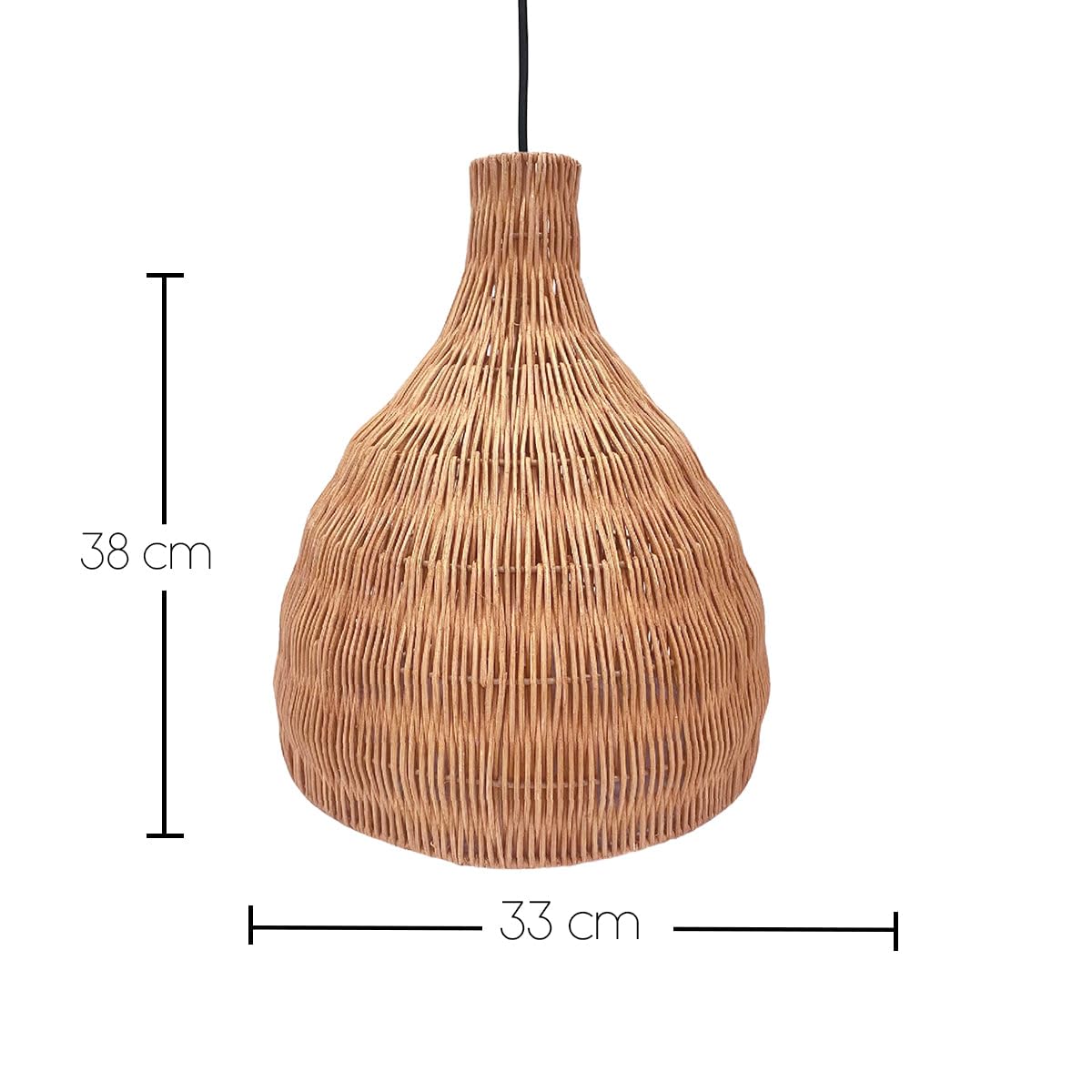 Lampada a sospensione solare BELLA SOLAR in rattan naturale con cavo ibrido di rete e solare 5 m di lunghezza