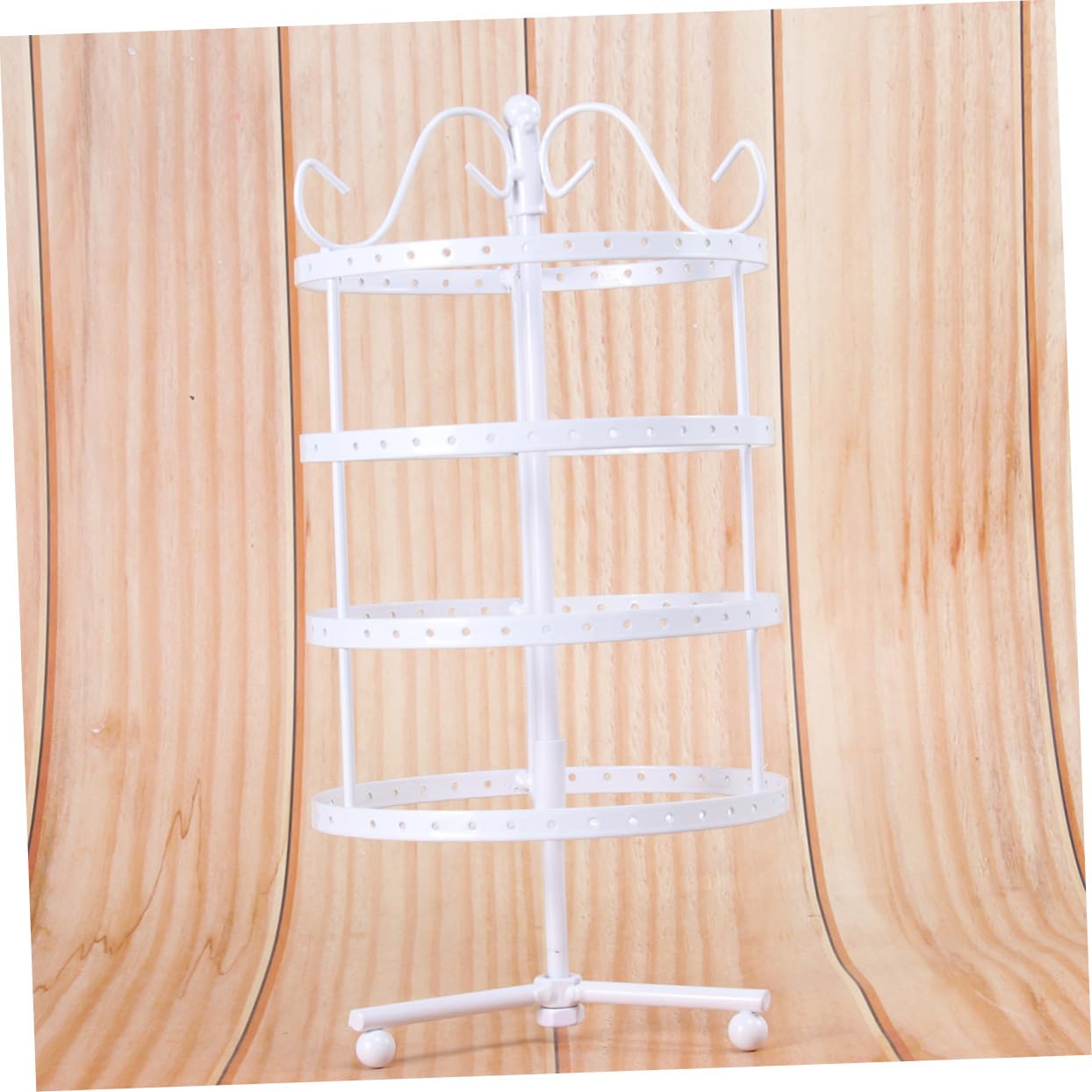 Ipetboom Espositore per Orecchini Girevole a 4 Livelli 144 Fori Bianco | Supporto Rotondo in Metallo Resistente, per Negozi e Casa, Adatto a Ragazze e Donne