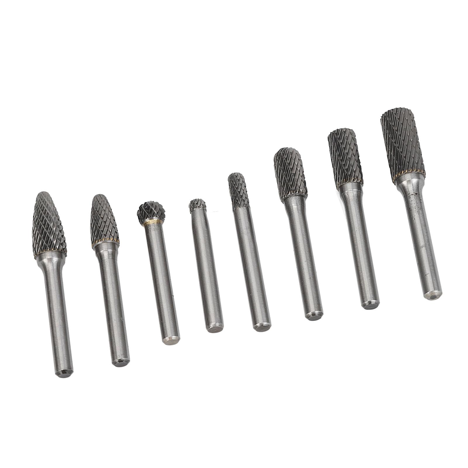 Hyuduo Juego de Fresas de Carburo Juego de Fresas Rotativas de Doble Corte Acero de Tungsteno 8 Piezas para Metal Tallado en Madera Desbarbado Rectificado Pulido Fresado por Soldadores Joyeros y