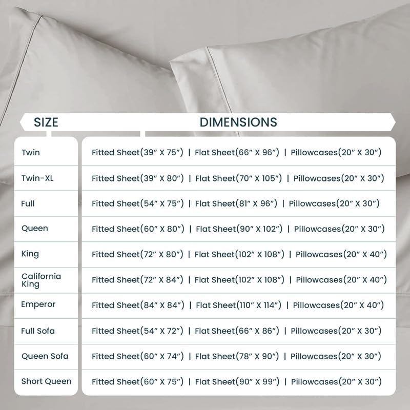 1000-Thread-Count 100% Egyptian Cotton Sheets, Luxrious 4-PCs Sheet Set, Soft and Silky, Fits Mattress Upto 18-20'' Deep Pocket (Full, Silver Grey)