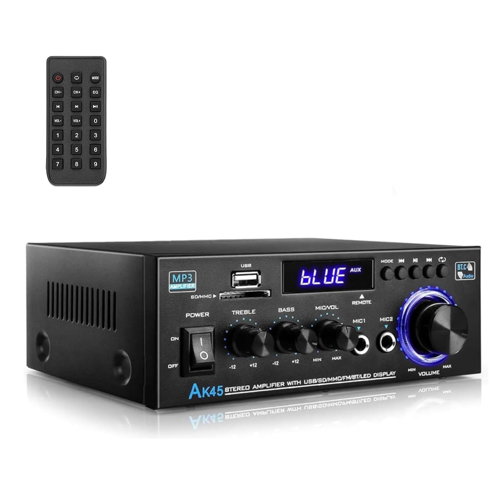 Amplificateur audio stéréo HiFi AK45 Bluetooth 2 canaux 60W avec télécommande pour la maison - 8