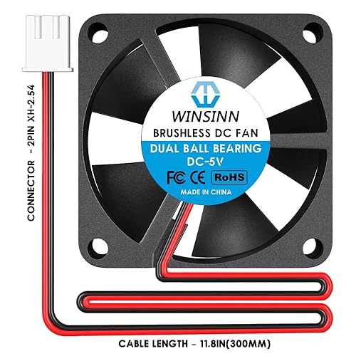 Miniatura 7 de WINSINN Ventilador de 1.378 in de 12 V, rodamiento de bolas dual, sin escobillas, 3510 1.378 x 0.394 in, alta velocidad (paquete de 5 unidades)