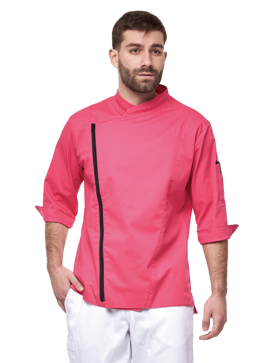 strongAnt Giacca da Cuoco da Uomo Manica Corta a 3/4 con Zip Elasticizzata Divisa da Cuoco Professionale