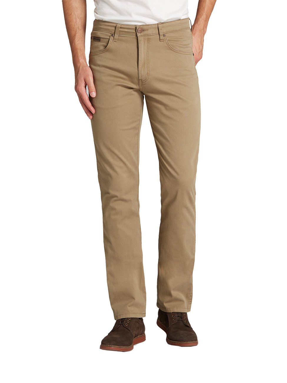 Wrangler Mens Arizona Stretch Straight Leg Jeans Brown Safari