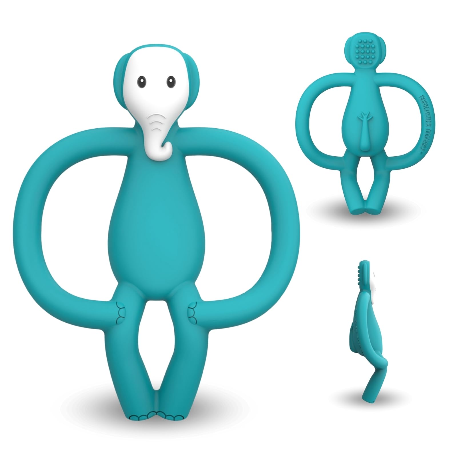 Matchstick Monkey Beißring Tiermotiv - Baby Zahnungshilfe - weiche Noppen massieren wundes Zahnfleisch - Silikon - BPA-frei - Greifling für Zahnen ab 3 Monaten - Echo Elefant