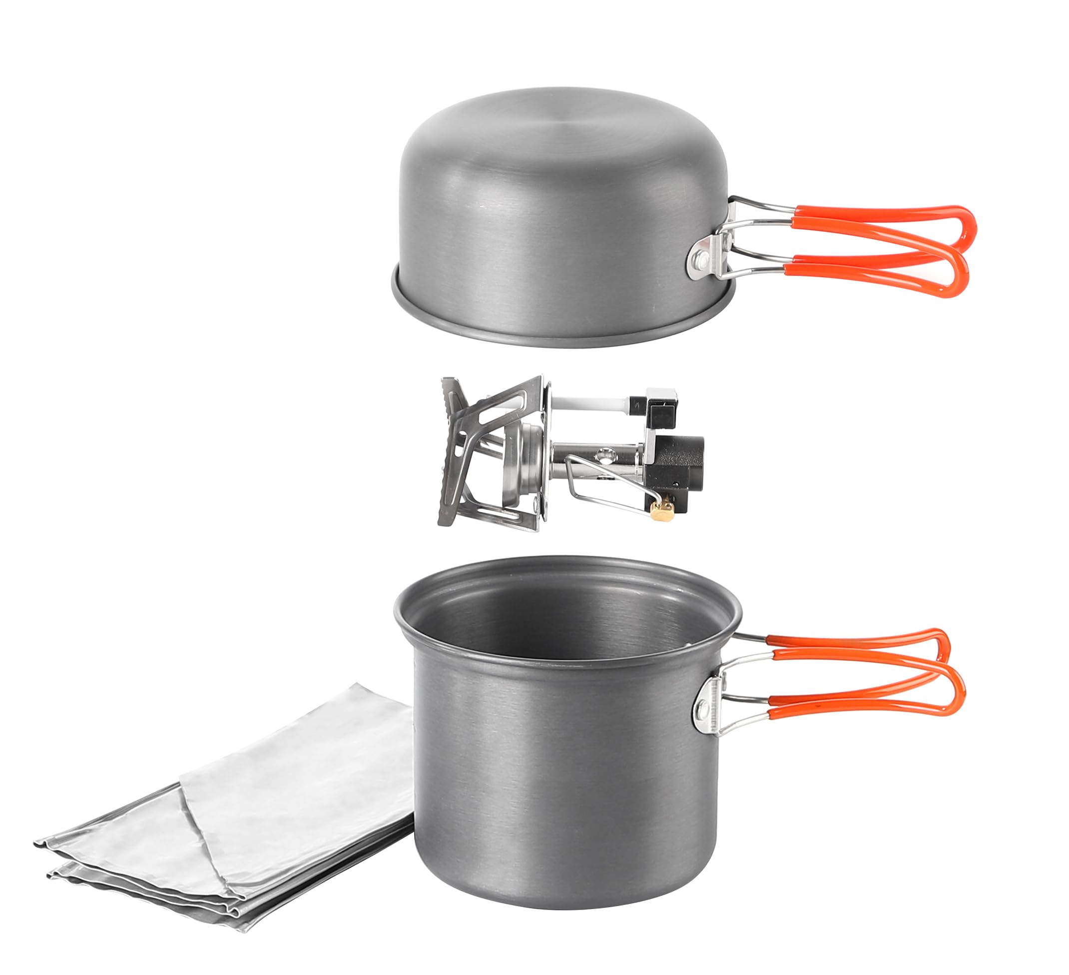 Fire Maple FMC-207 Camping Pot Stove Cookset - 348g Backpacking Pot Set with Torch Stove & Windshield, Foldable Backpacking Cooking Set Pots for 1 Person