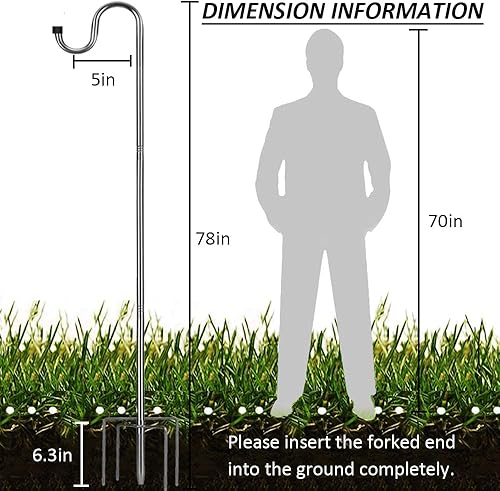 Vista 19 de COCONUT Ganchos de pastor para exteriores, poste de comedero de pájaros ajustable de 78 pulgadas con base de 5 puntas, gancho de pastor de metal
