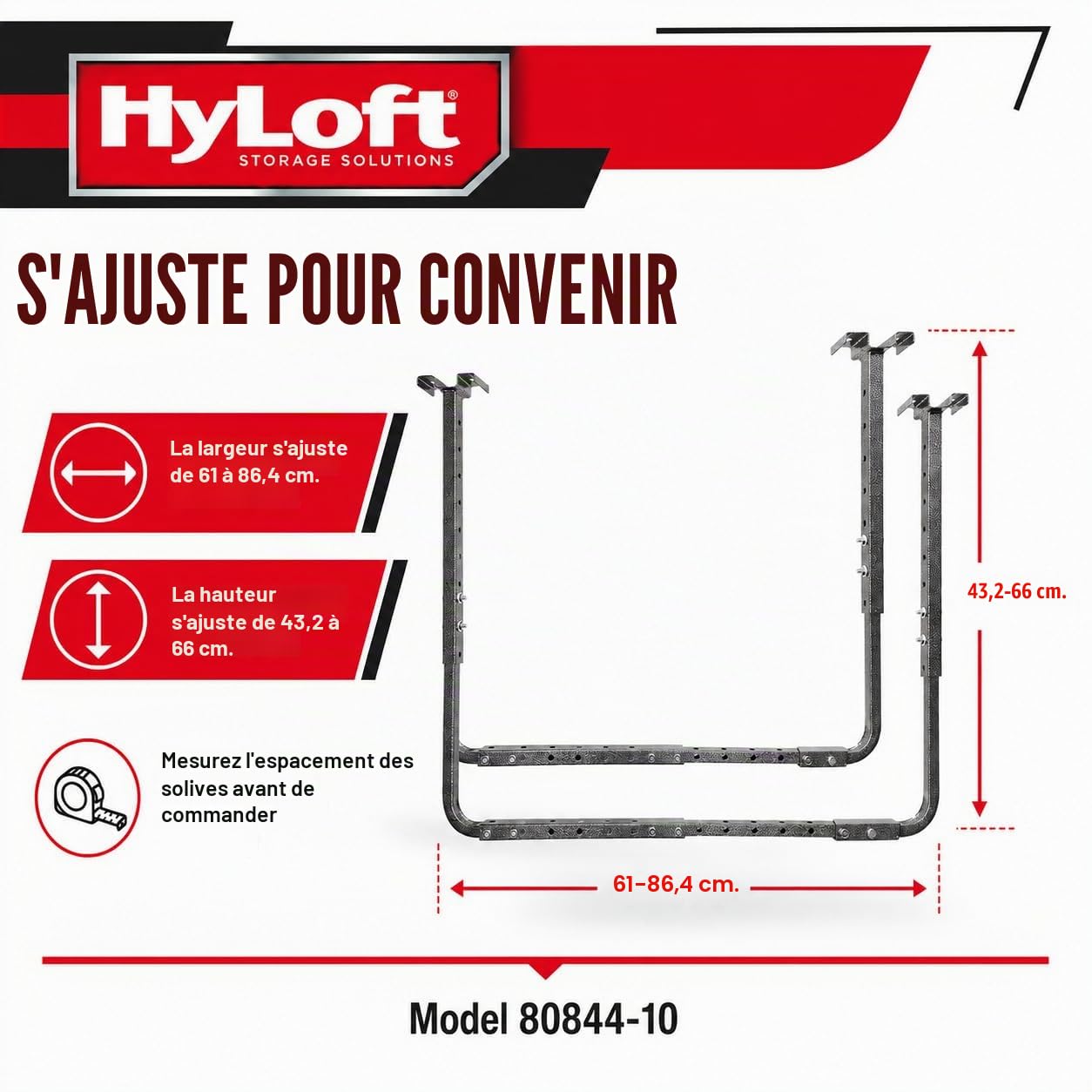 HyLoft 80844-10 34 in. x 26 in. Adjustable Garage Ceiling Mount Storage Rack Kit - Hammertone