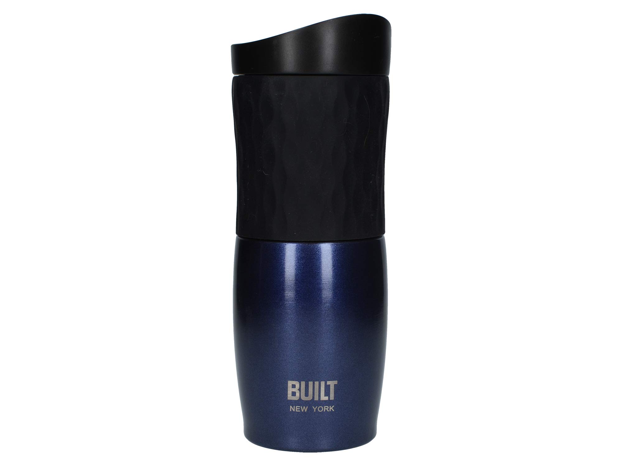 Built C000602 Tilt Travel Coffee Flask with Silicone Grip, Stainless Steel, 454 ml, Midnight Blue and Black