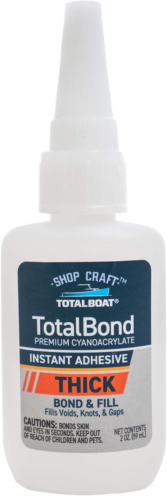 Thick CA Glue - TotalBond Cyanoacrylate Super Glue Adhesive for Wood, Stone, Brick, Plastic, Glass, Metal, Epoxy and Crack Repair - 2 oz