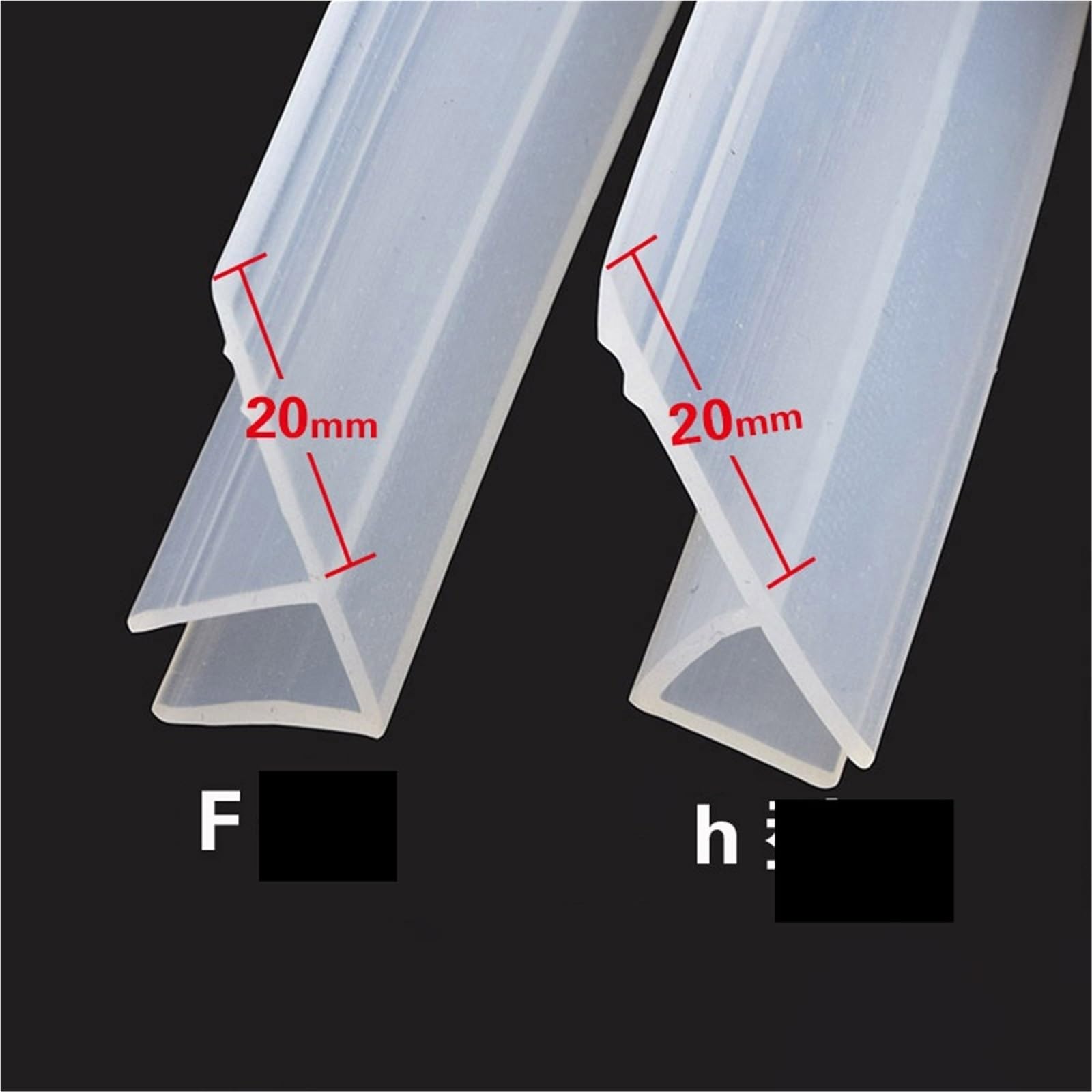 Sello para Puerta de Ducha, Tira de Sellado for Puerta de Vidrio de baño, Tira de Sellado for mampara de Ducha de Silicona de 4M F/H for Vidrio de 6-12 mm(H12mm)