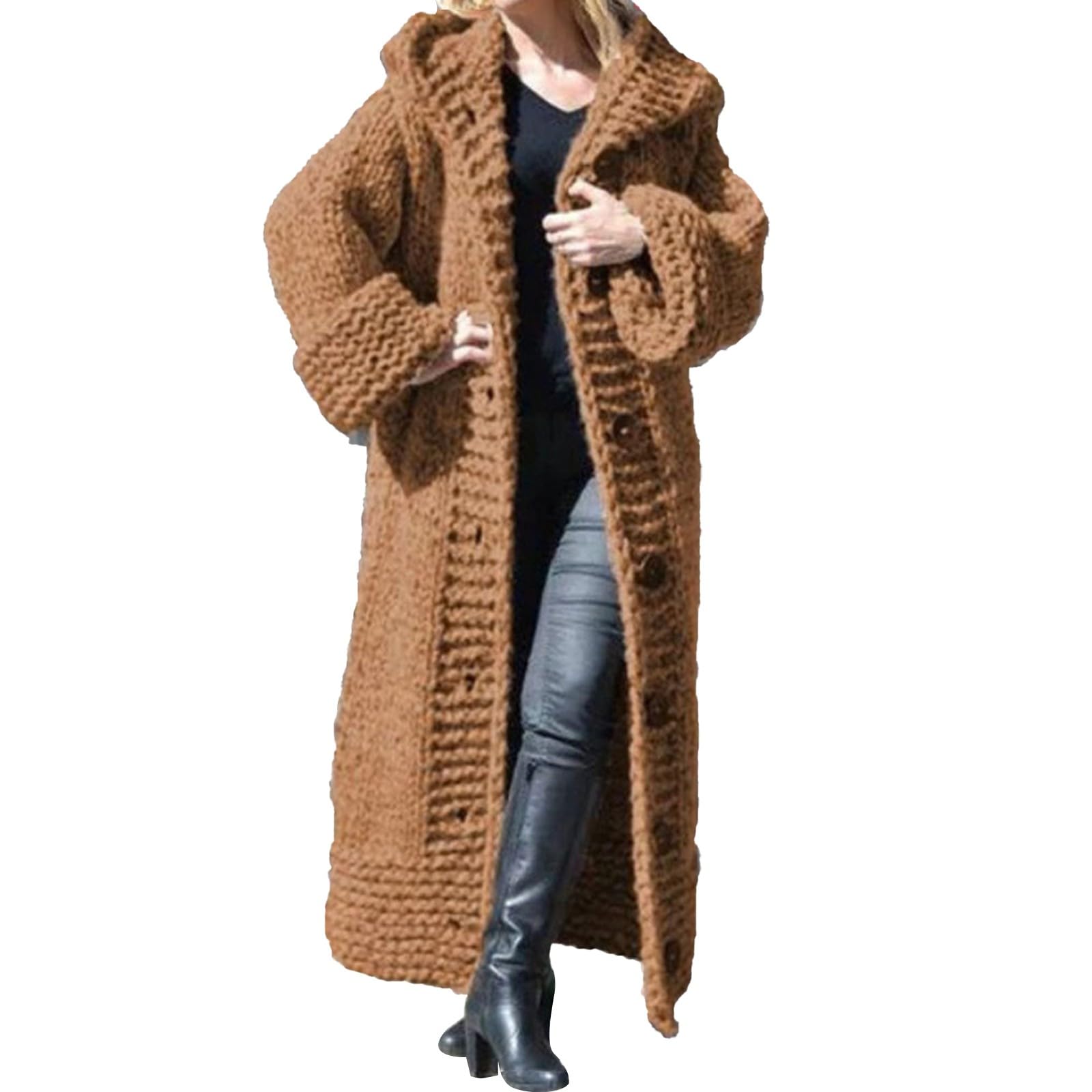 Cardigan Mujer Verano Largo Cárdigan De Manga Larga Con Capucha Color Liso Para Mujer Chaqueta Punto Suelto Chaquetas Verano Basicas Rebeca Negra Lana Abrigo Azul Celeste Cardigan Largo