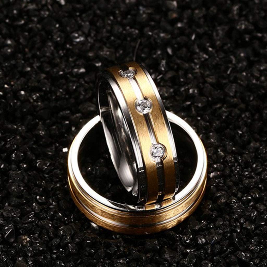 Elegancka stal tytanowa Złoty pierścionek dla par Simple cam Diamond CR-026, Thereisadrill, 11#, Rozmiar: 8#, Kolor: Thereisadrill (Kolor: Nodrill, Rozmiar: 14#)