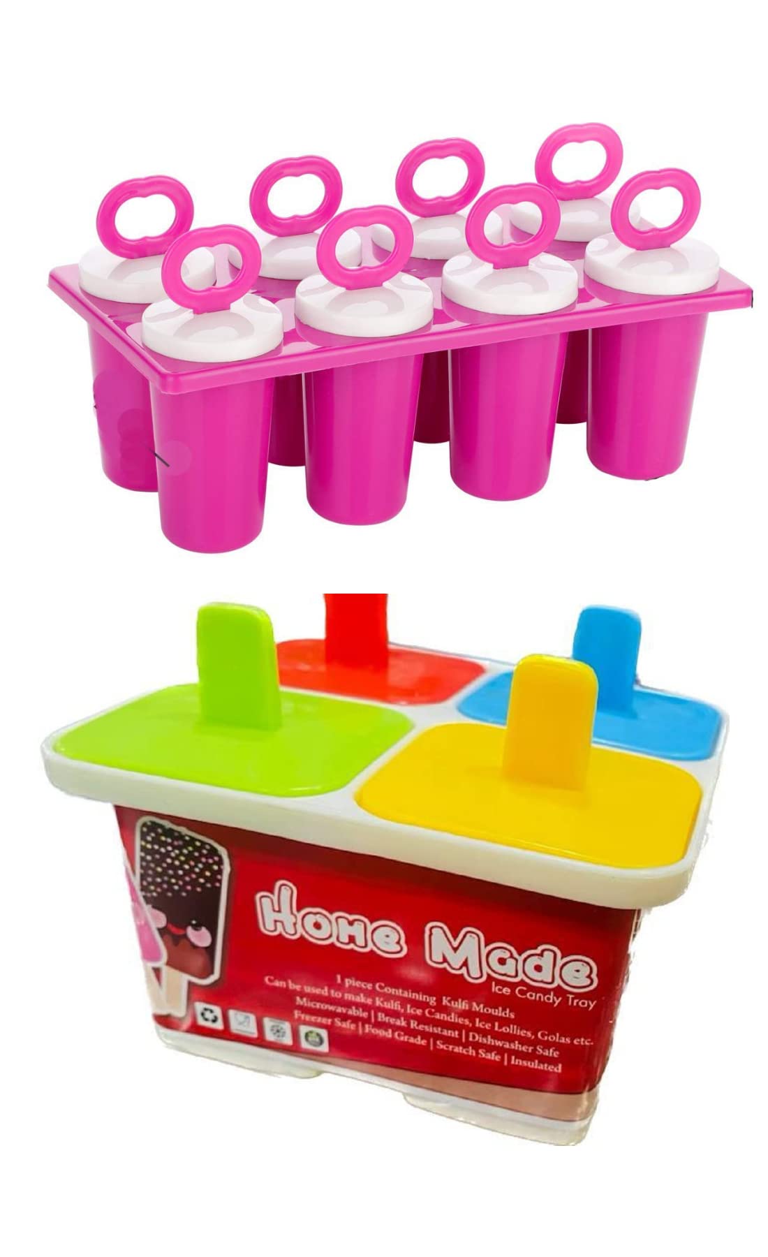 Puthak Manual Ice Cream Maker Plastic Ice Cream Candy Kulfi Maker Mould ice Stick Trays Multicolor Plastic Ice Cube Tray (Pack of 2)- PTHK-7065-image-23