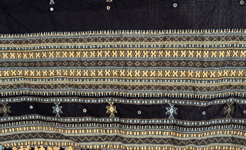 Image of Exotic India Women's Kutch Wool Shawl (SHV95--beige)