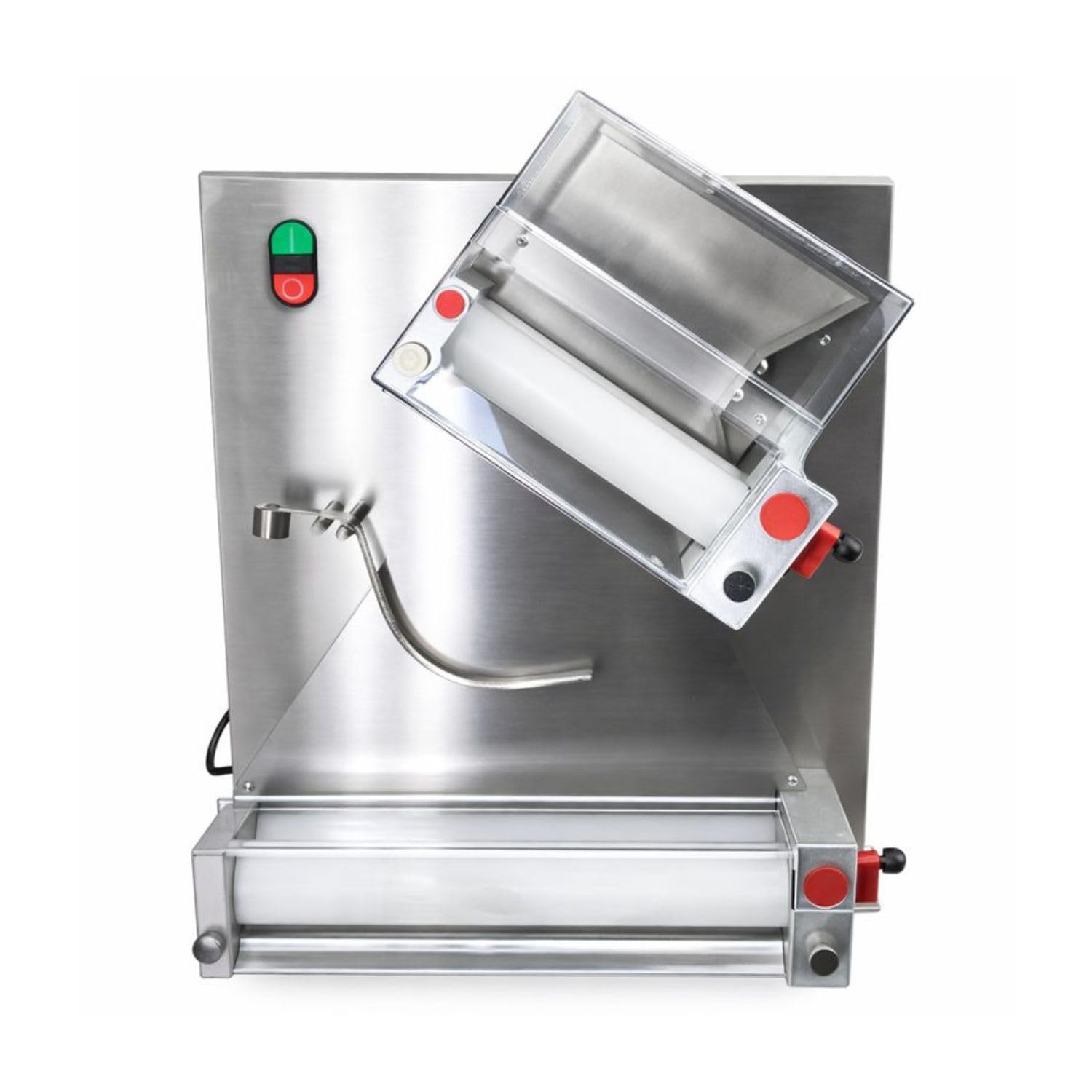 Façonneuse Laminoir à Pizza Professionnelle – 2 Rouleaux – Ø 10 à 30 cm – Épaisseur Réglable – 370 W