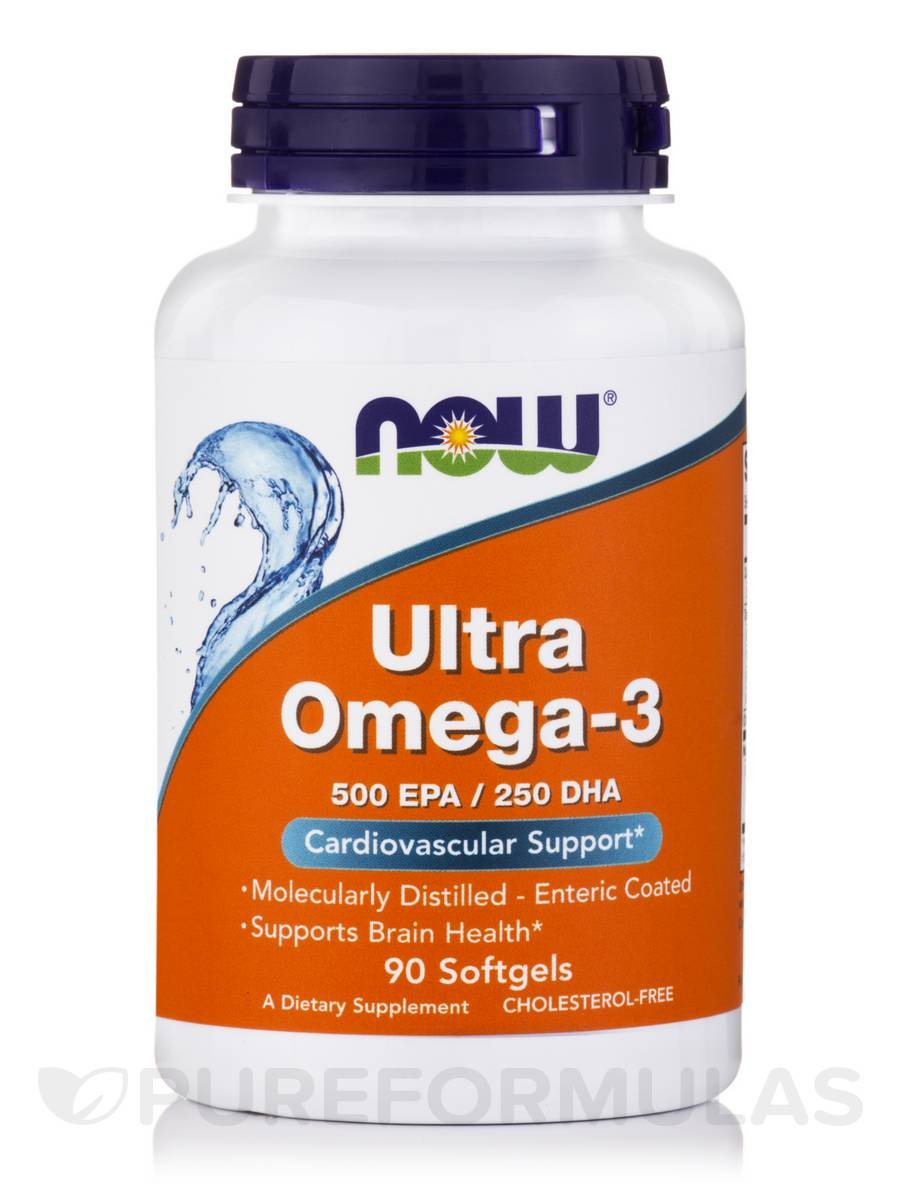 Now Ultra Omega 3 Supplement, Enteric Coated Fish Oil Softgel For Heart & Brain Health, Pack of 90's