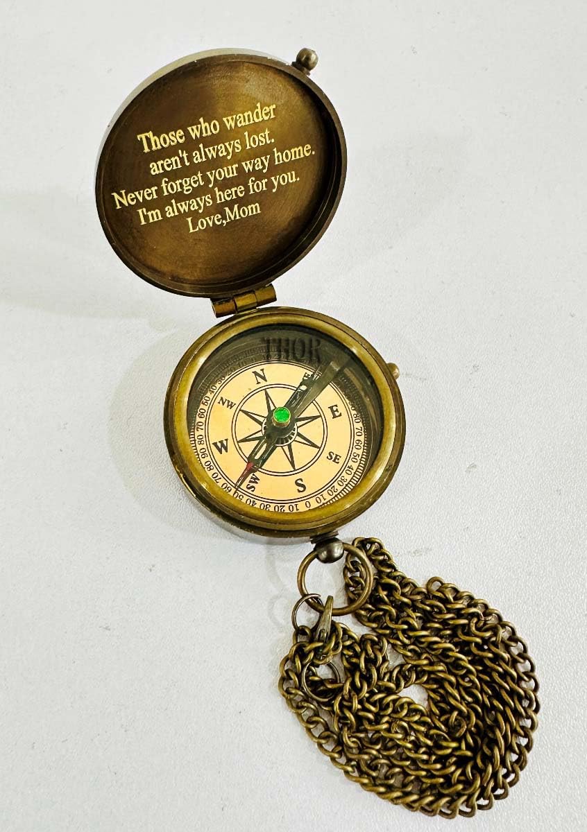 Boussole De Poche En Laiton Antique Avec étui En Cuir | Boussole Gravée Pour Remise De Diplôme, Lui, Elle, Mari, Papa, Fils/amis, Boussole Pour Camping, Randonnée, Tourisme