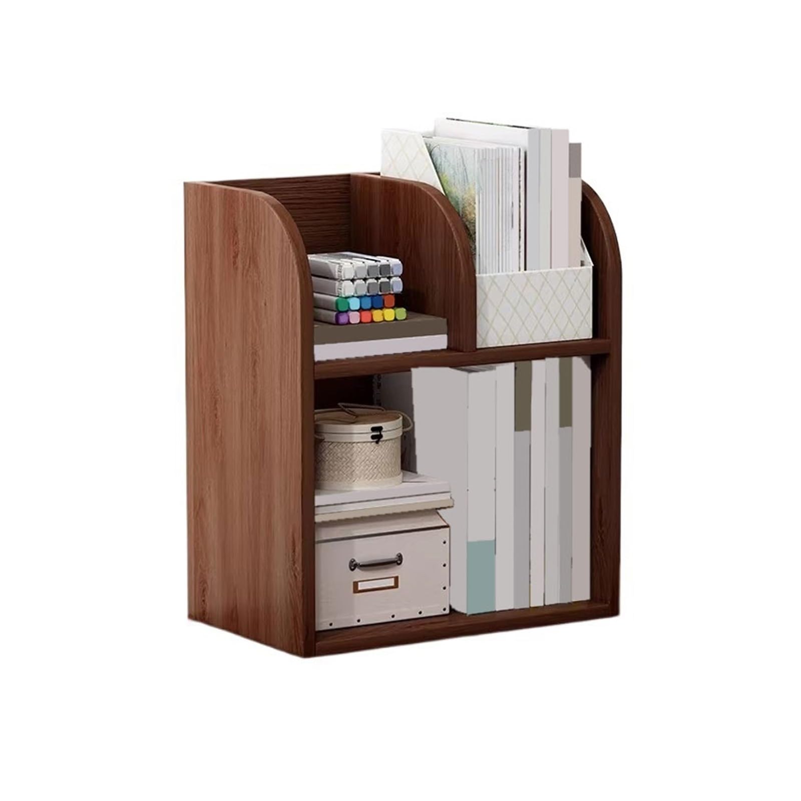 Lizhuzhuzs28 Bookcase Shelf Office Desk Double-Layer Bookshelf Minimalist Wooden Organizer Rack Bookshelf Display