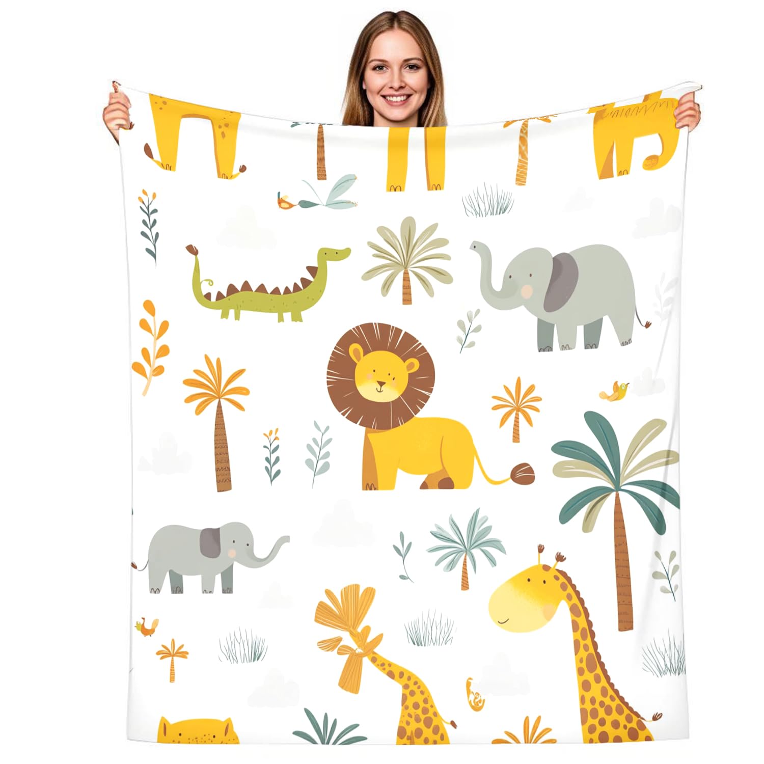 Plaid flanelle doux et léger résout le froid sur le canapé motif girafe 130x150