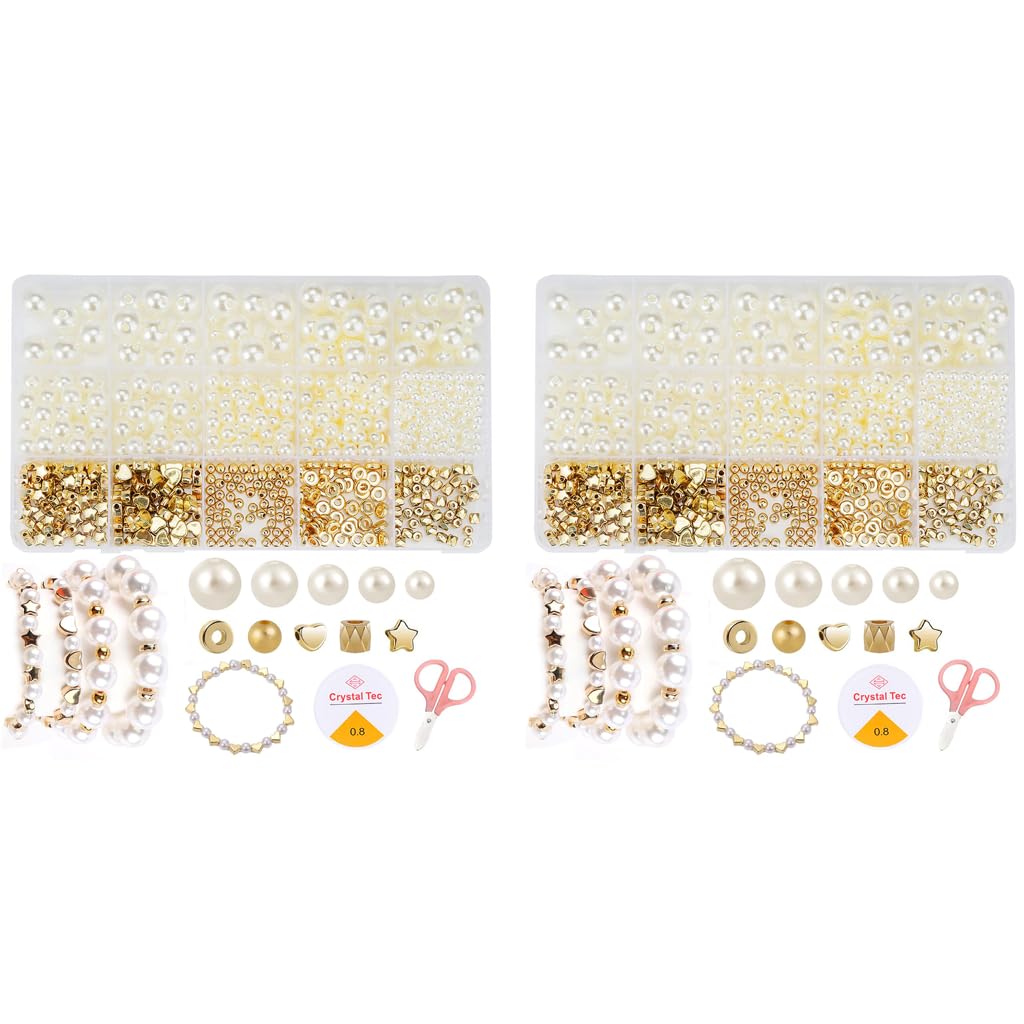 SANNIDHI® 2 Boxes 720pcs Pearls Beads for Jewellery Making Kit