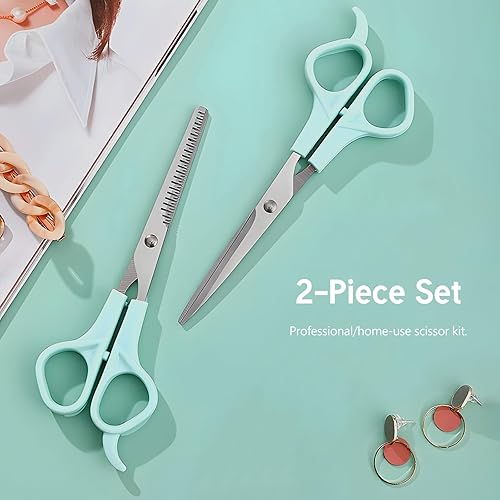 Miniatura 7 de Tijeras de corte de cabello y tijeras de adelgazamiento, paquete de 2 tijeras profesionales de peluquería de acero inoxidable de 6 pulgadas con