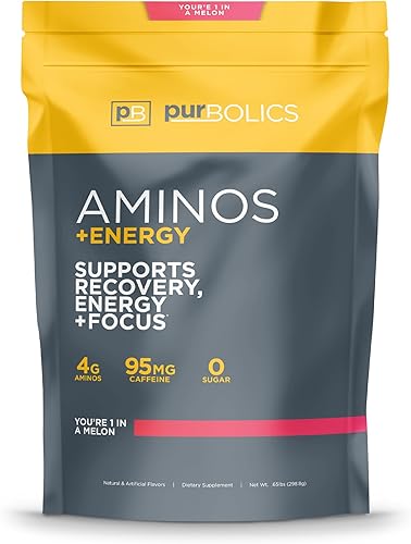 Purbolics Aminos  Energía  Apoya la recuperación la energía y el enfoque  95 mg de cafeína 0 calorías y 60 porciones eres 1 en un melón