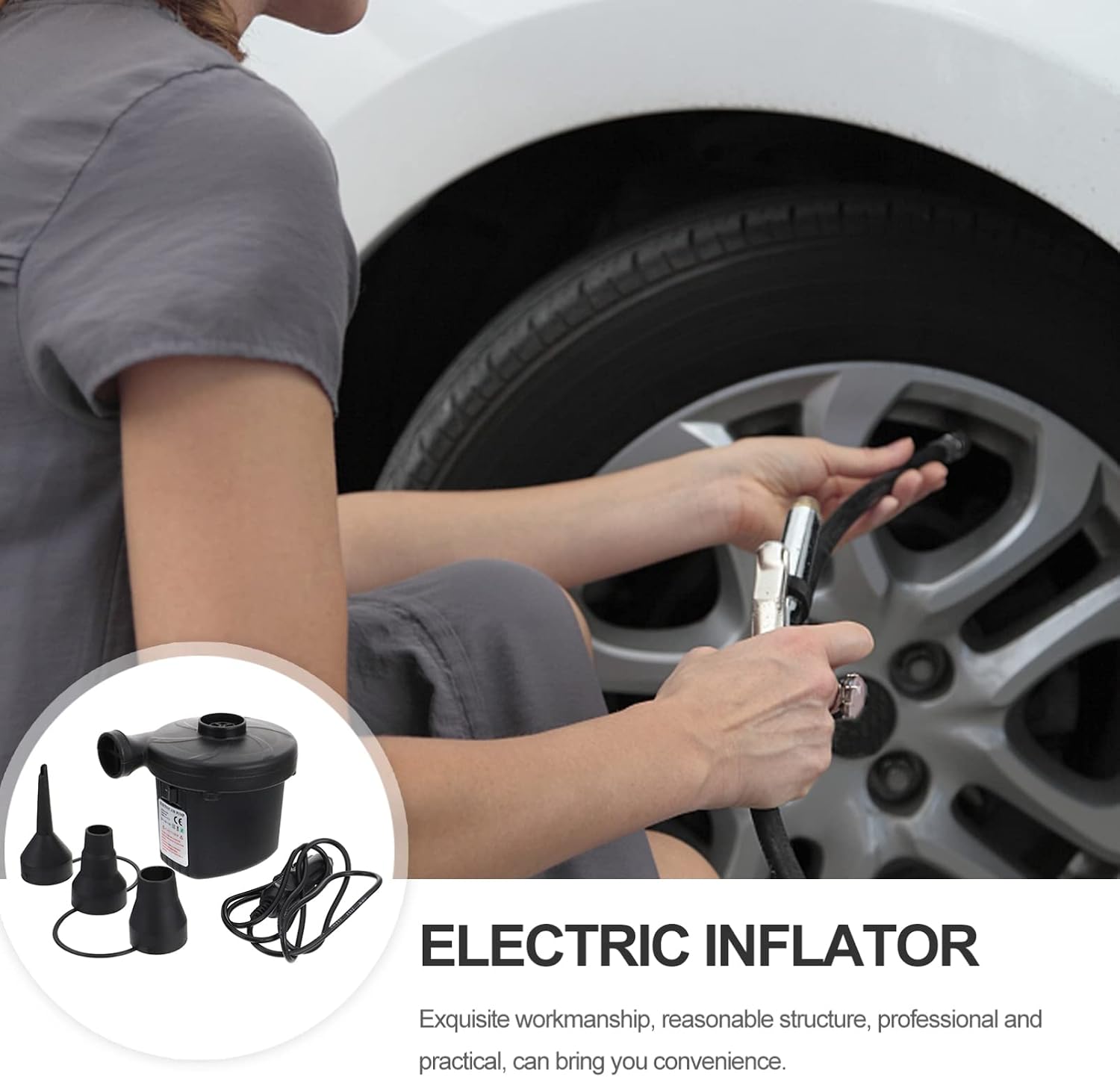 STOBAZA Air Pump for Home and Vehicle Inflating Fast Filling Inflator for Beds Balls Boats Made of Durable Material for Indoor and Outdoor Use