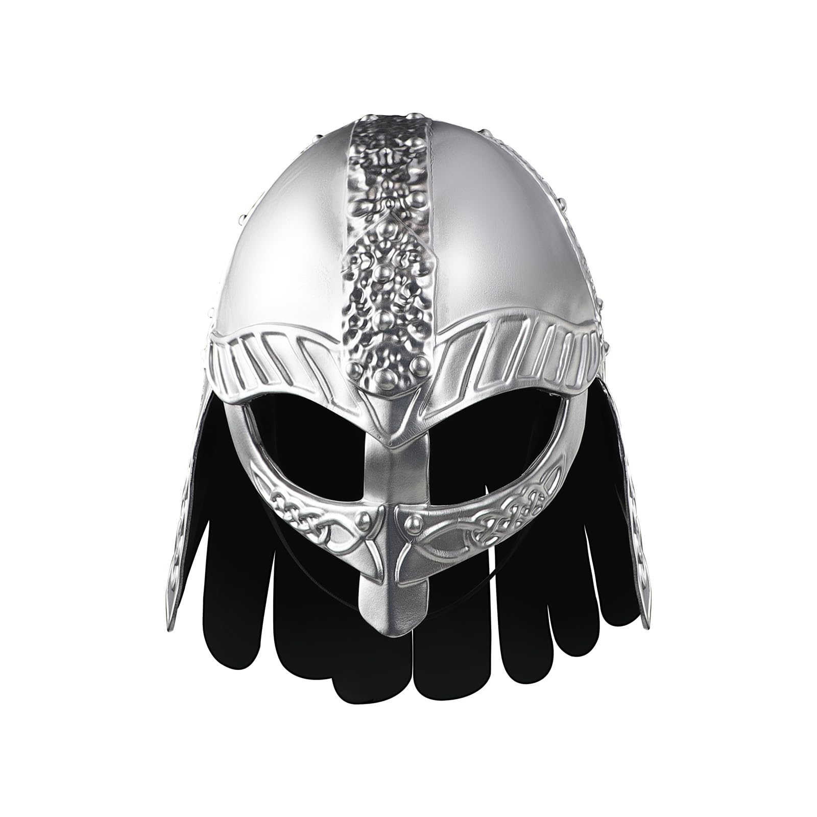 TINAYAUE Viking Warrior Helmet Medieval Renaissance LARP Battle Headgear Halloween Wolf Armor Costume Lightweight Vintage Party Cosplay Prop with Celtic Patterns & Blood Splatter Effect (Silver)