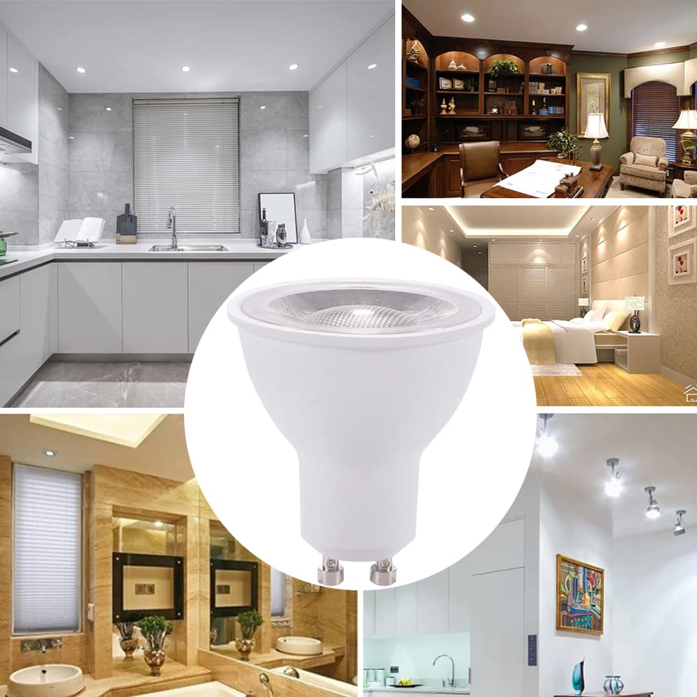 RYTM (Paquete de 10) Bombillas LED GU10 con Base Bipin, 6 W, 480 LM (Equivalente a 60 W), ángulo de Haz de 38°, Regulable, Bombillas LED empotrables para Paisaje, Foco, iluminación de Pista